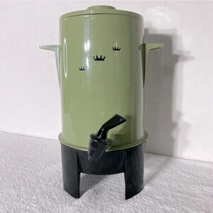 Vintage Regal Avocado Green Poly Perk Automatic Electric Coffee Maker 10-20 Cup